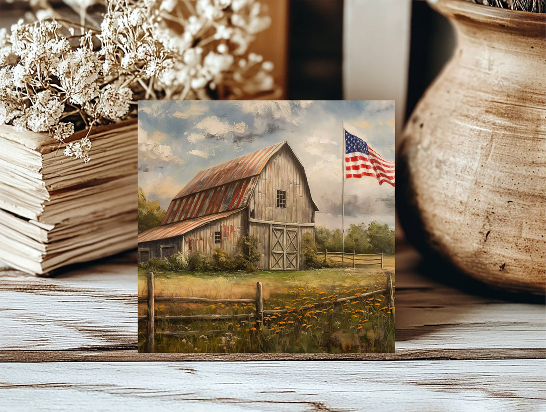 Insert Patriotic Homestead for Square Frame