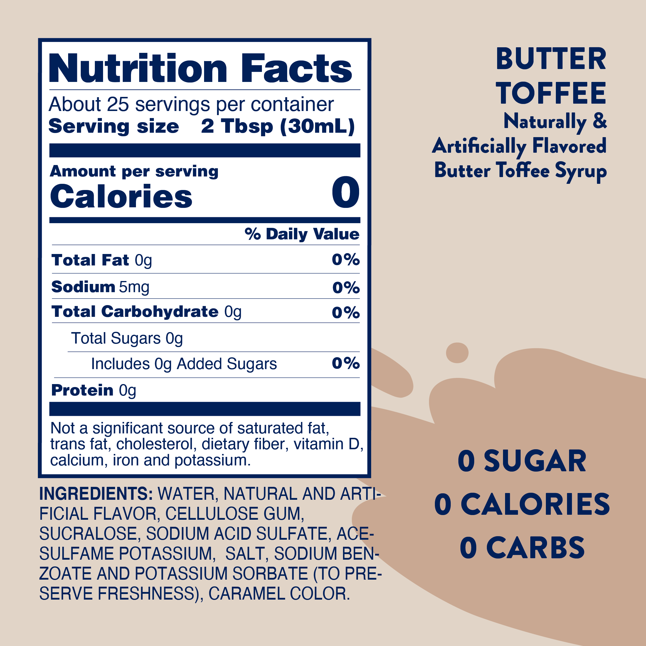 Butter Toffee Syrup - Sugar Free