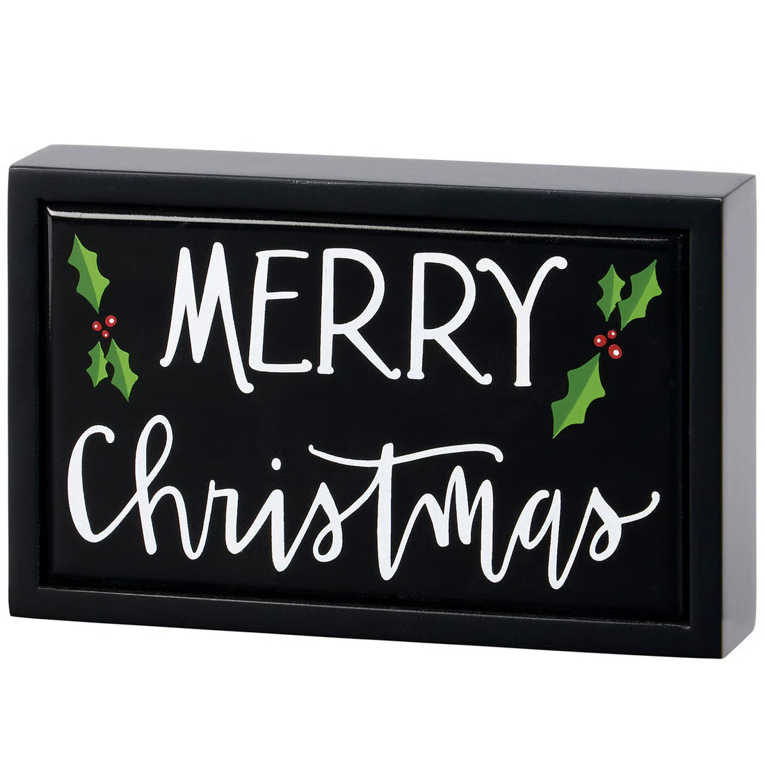 Merry Christmas Box Sign - Black