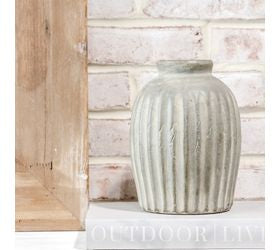 Gray Ridged Vase