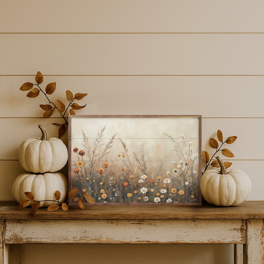 Fall Field With Mums And Daisies