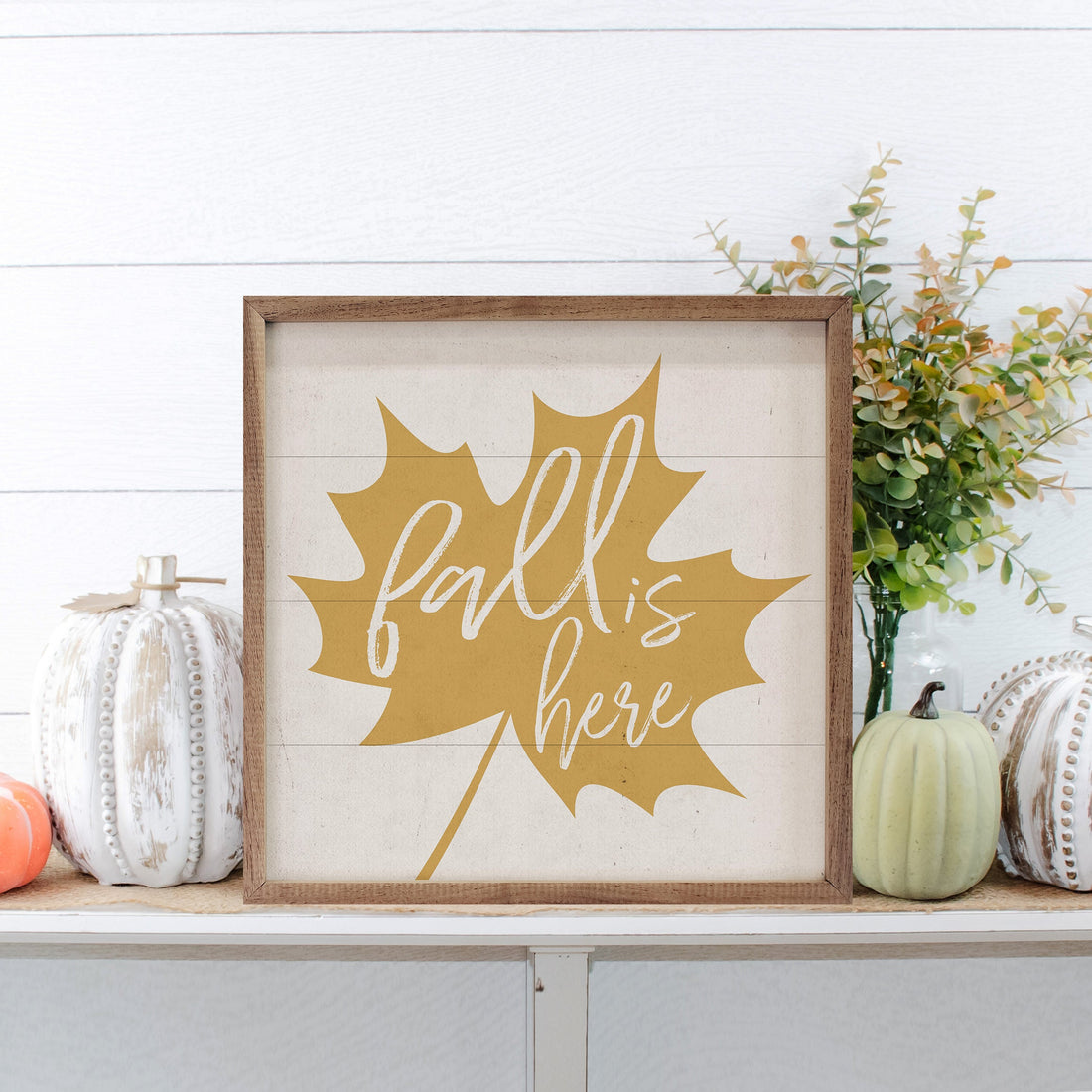 Fall Is Here Gold Leaf White