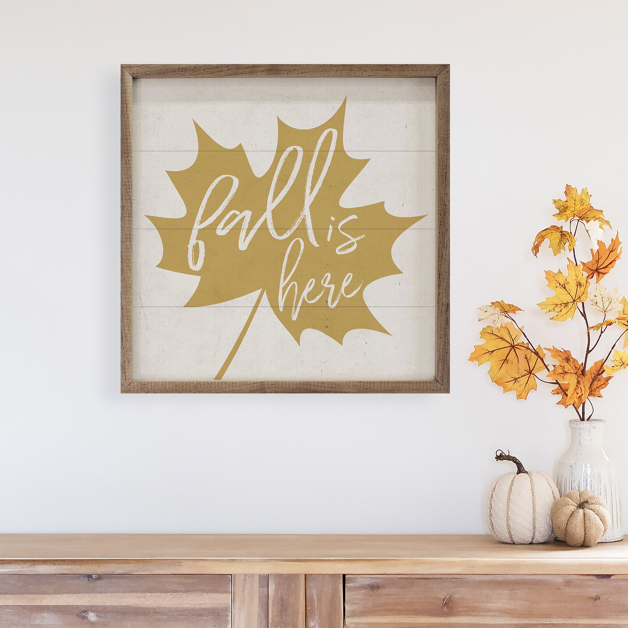 Fall Is Here Gold Leaf White