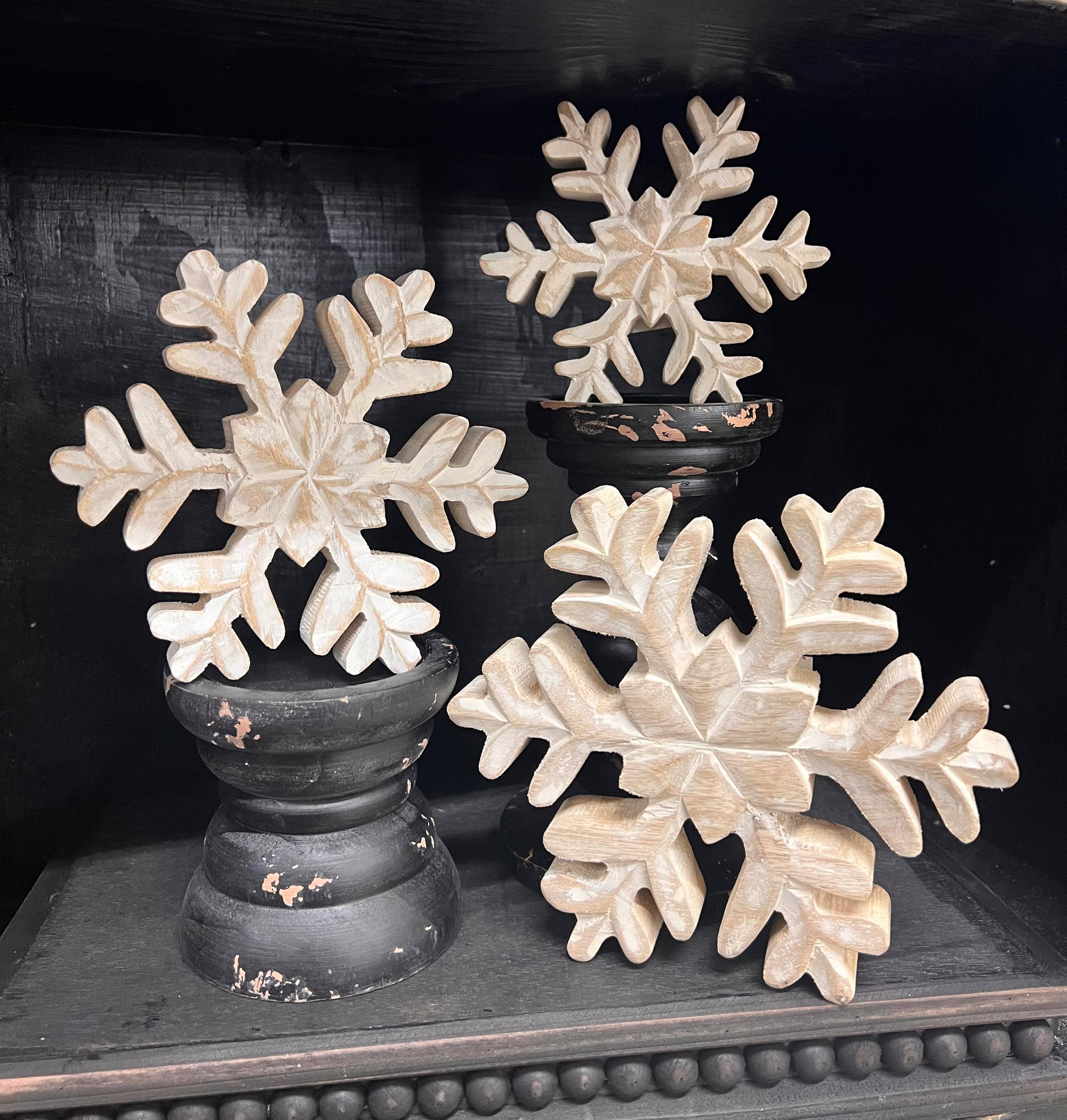 Whitewashed Wooden Snowflake- 7"