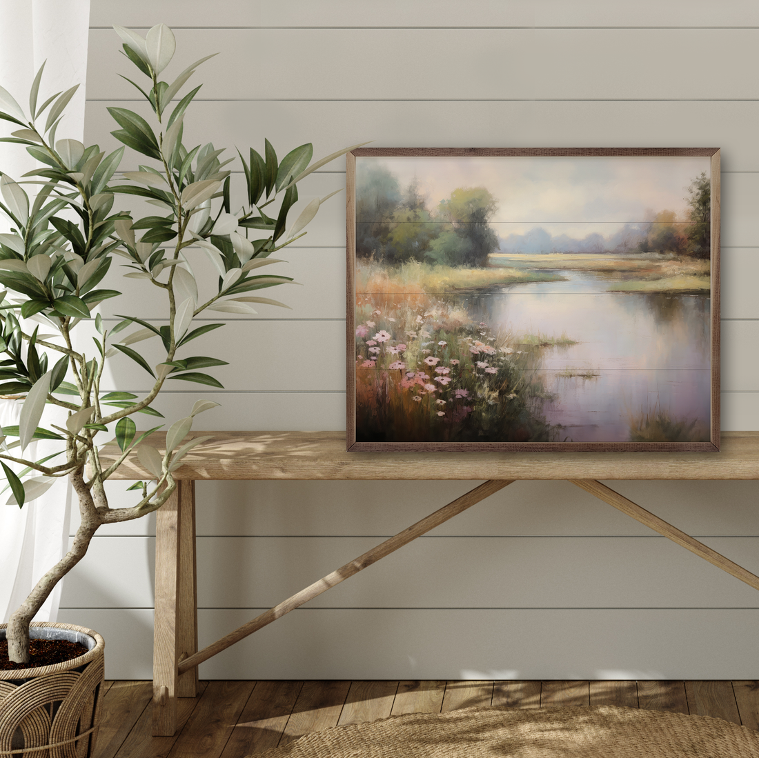 Flower Lined Lake II By Petals Prints Design