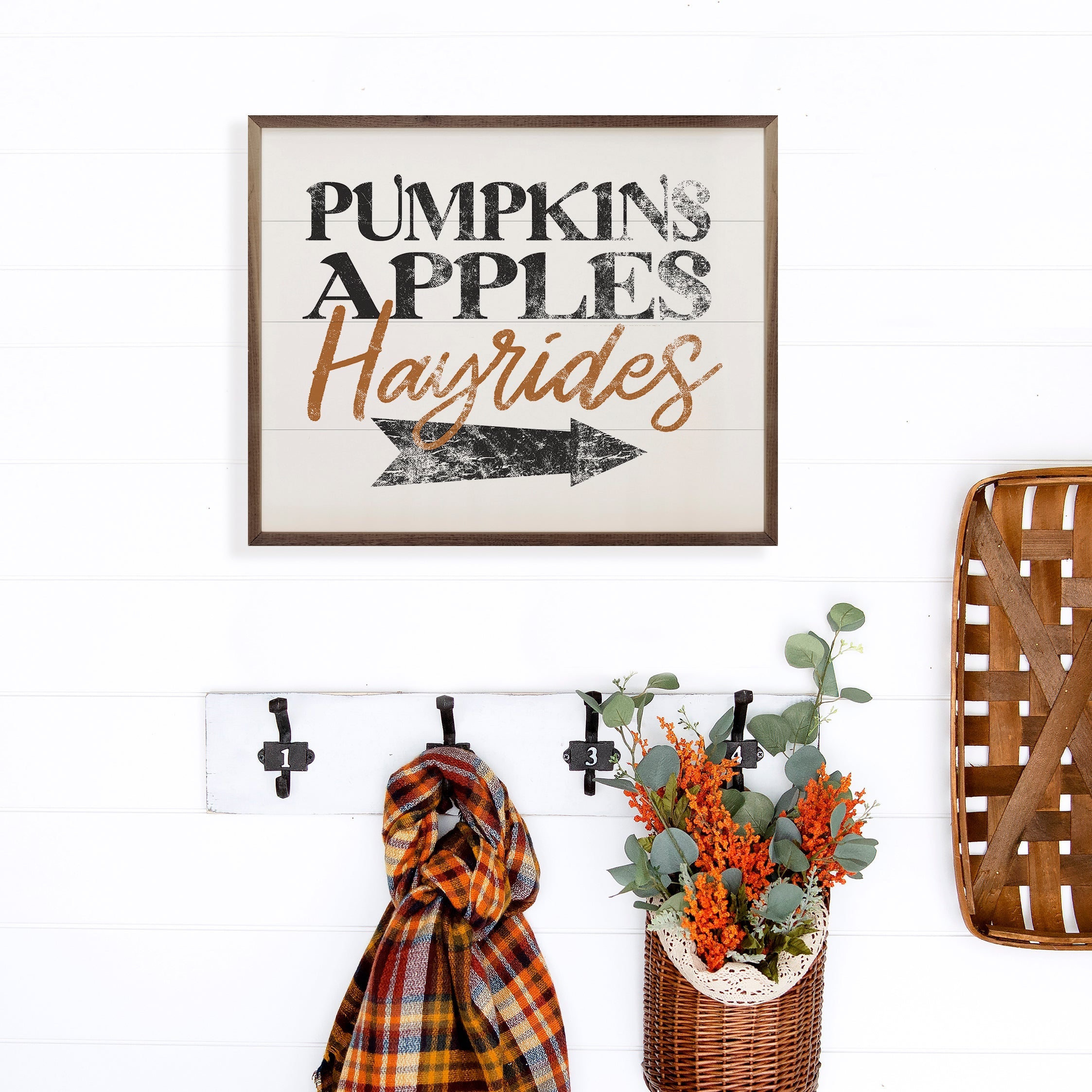 Pumpkins Apples Hayrides White