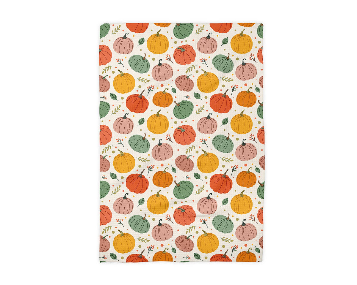 Pumpkin Fall Botanical Floral Autumn Kitchen Towel Waffle