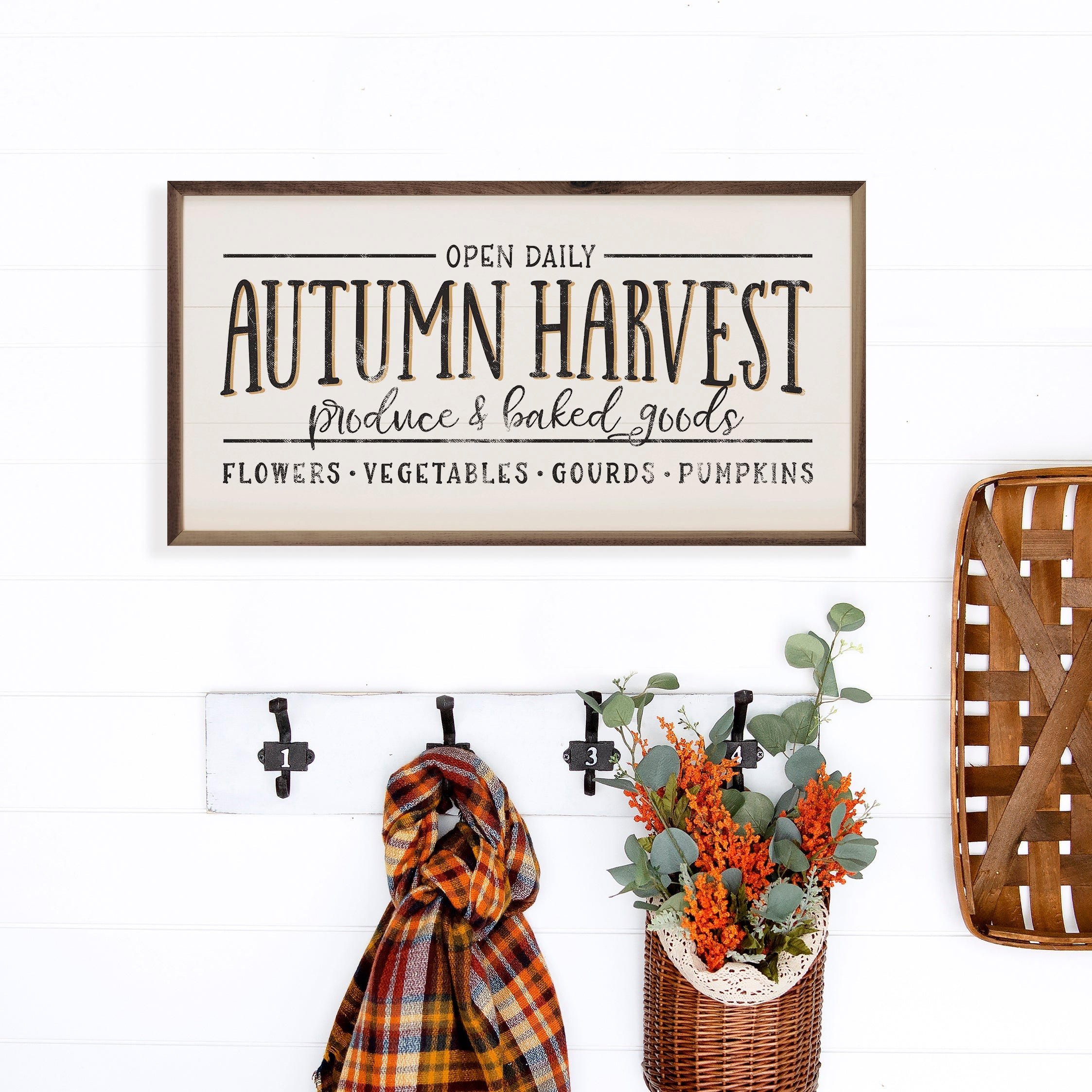 Autumn Harvest Produce And Baked Goods Whitewash