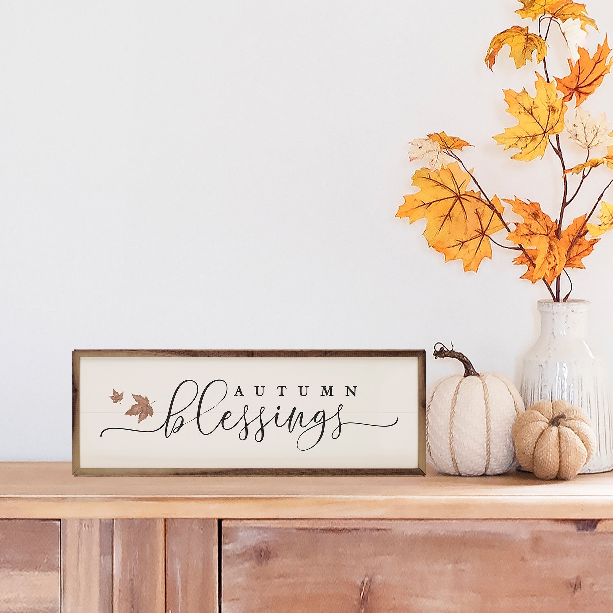 Autumn Blessings Leaves White