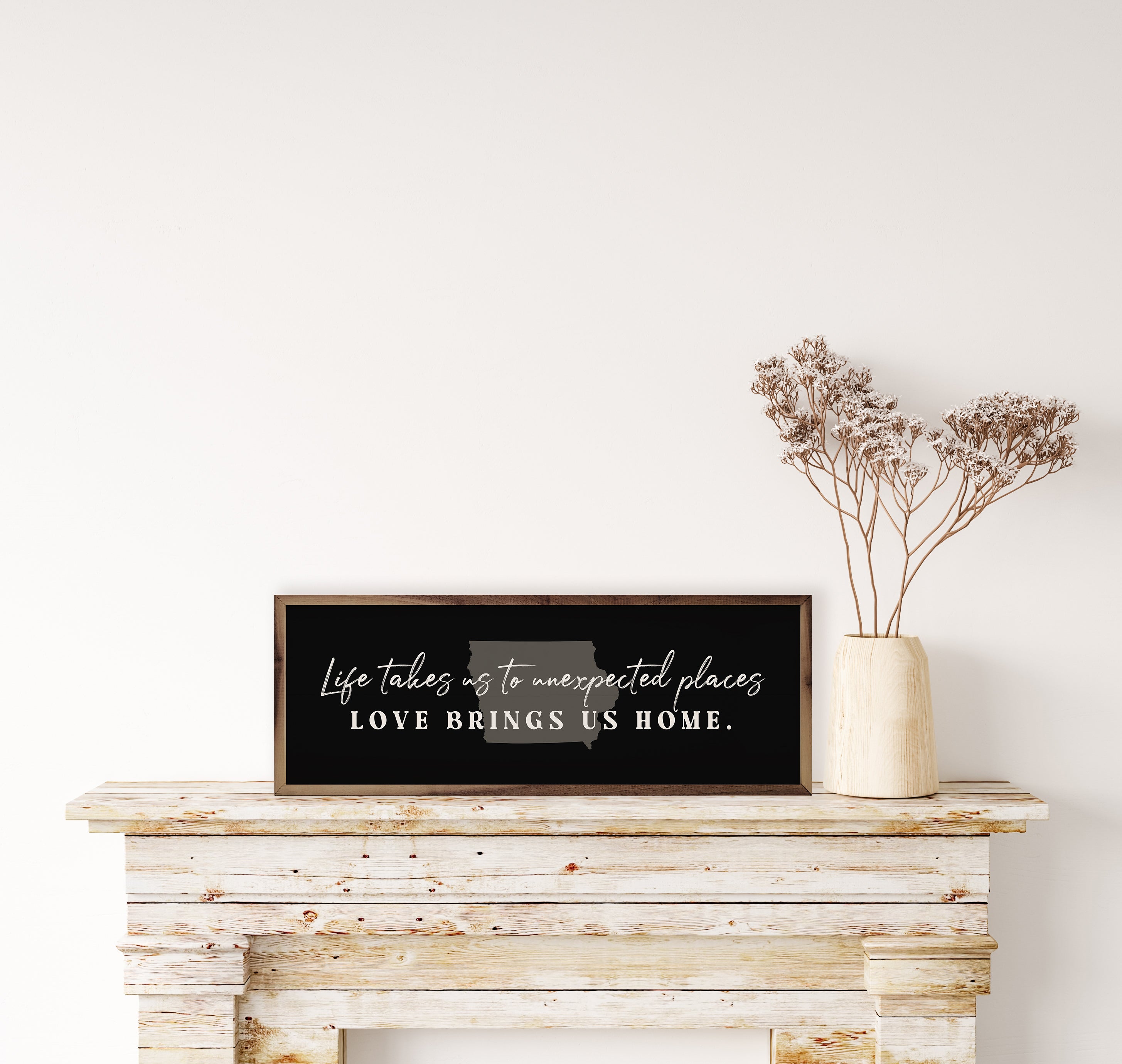Love Brings Us Home Personalized State Black