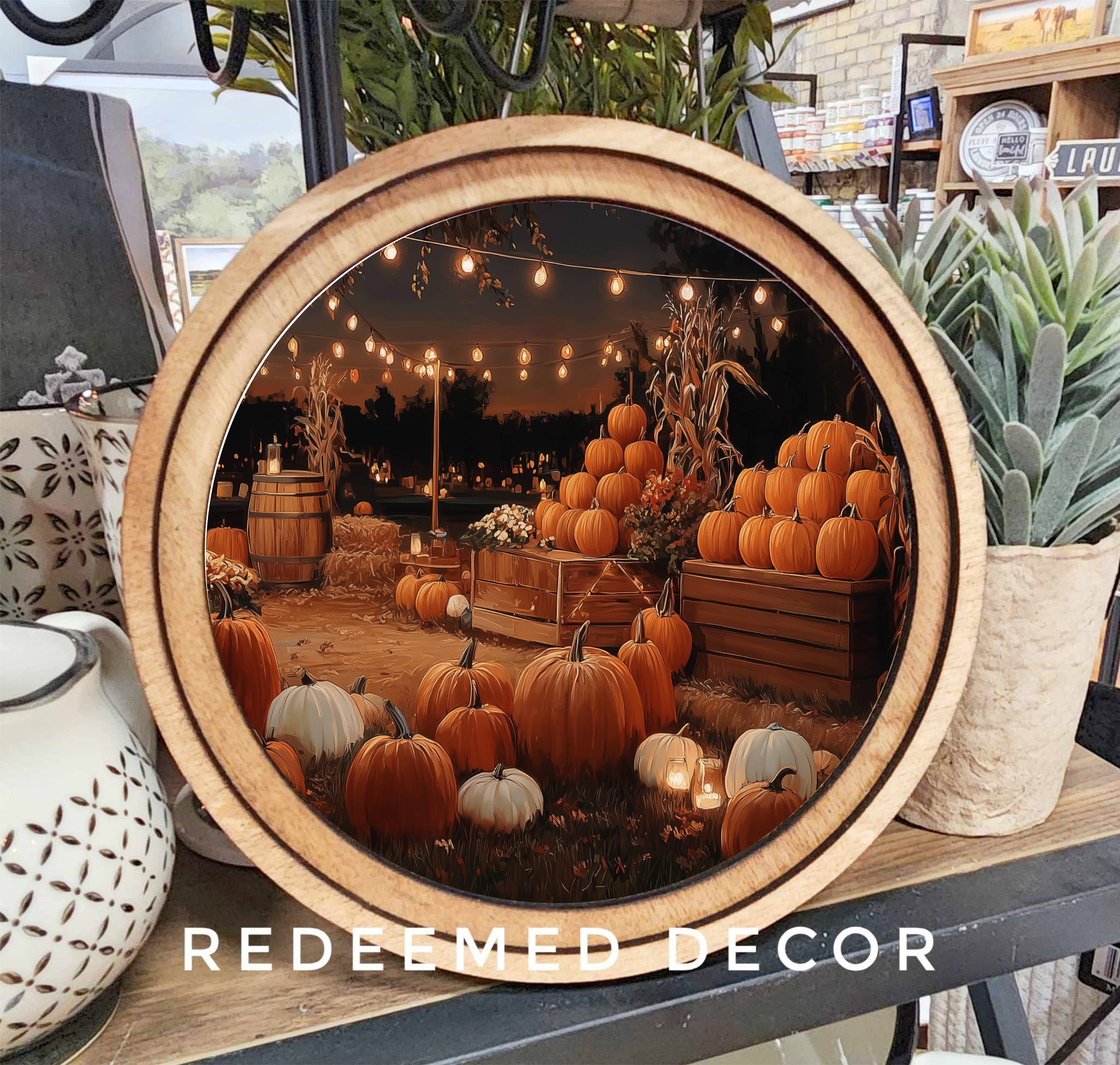 8" Round Pumpkin Patch Art
