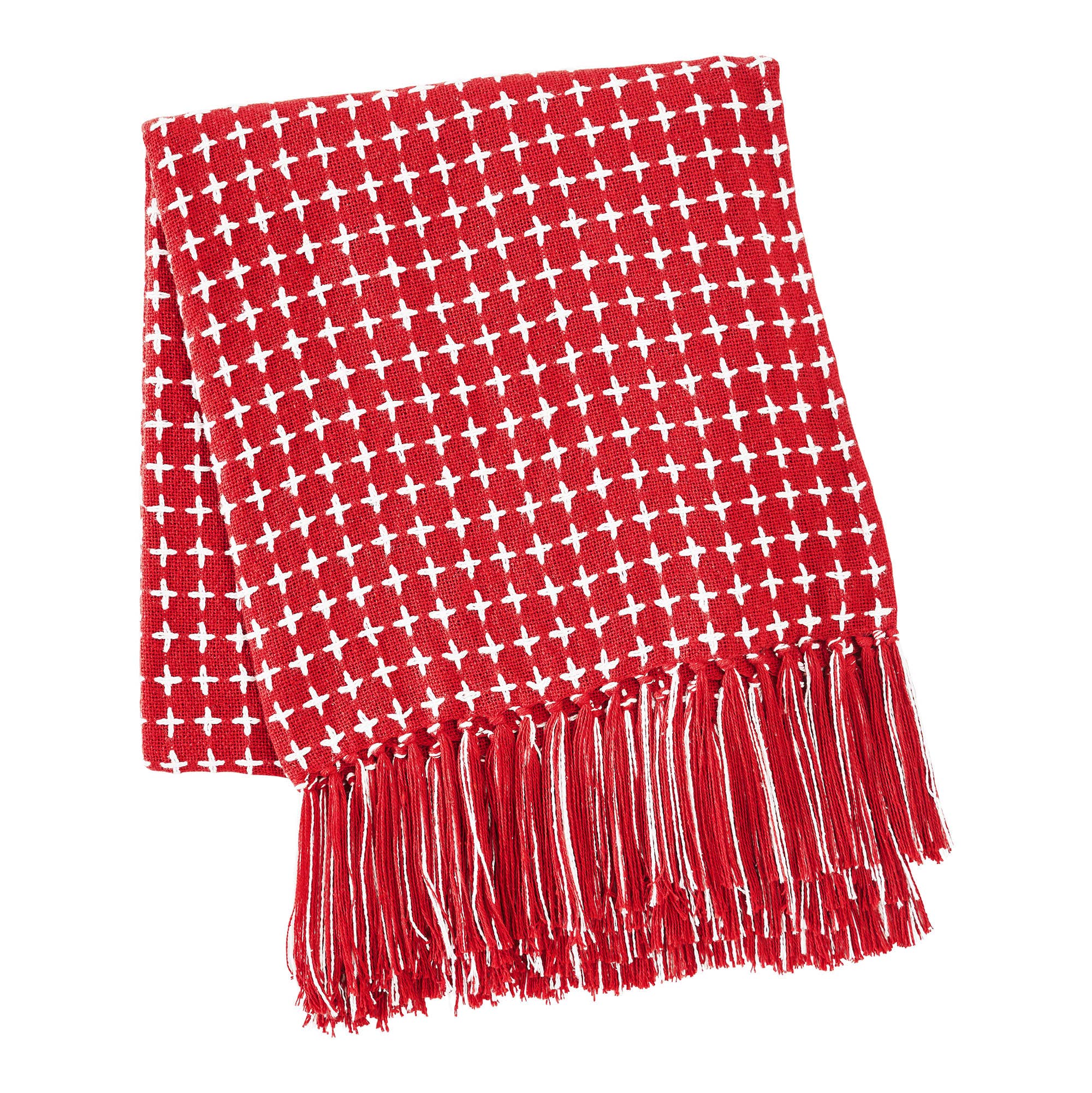 Red Woven Throw Blanket with Fringe – Gallen Collection