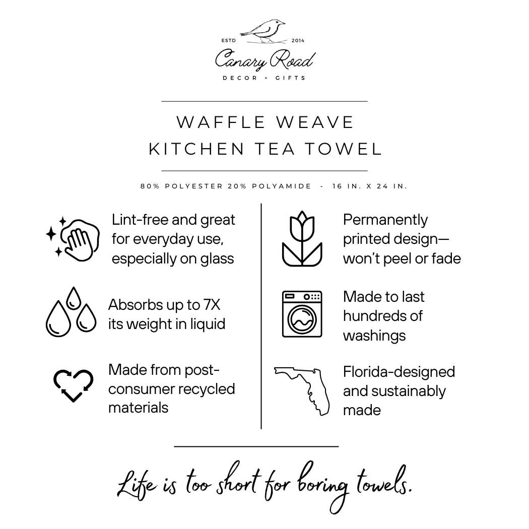 Autumn Leaves Foliage Fall Acorn Retro Kitchen Towel Waffle