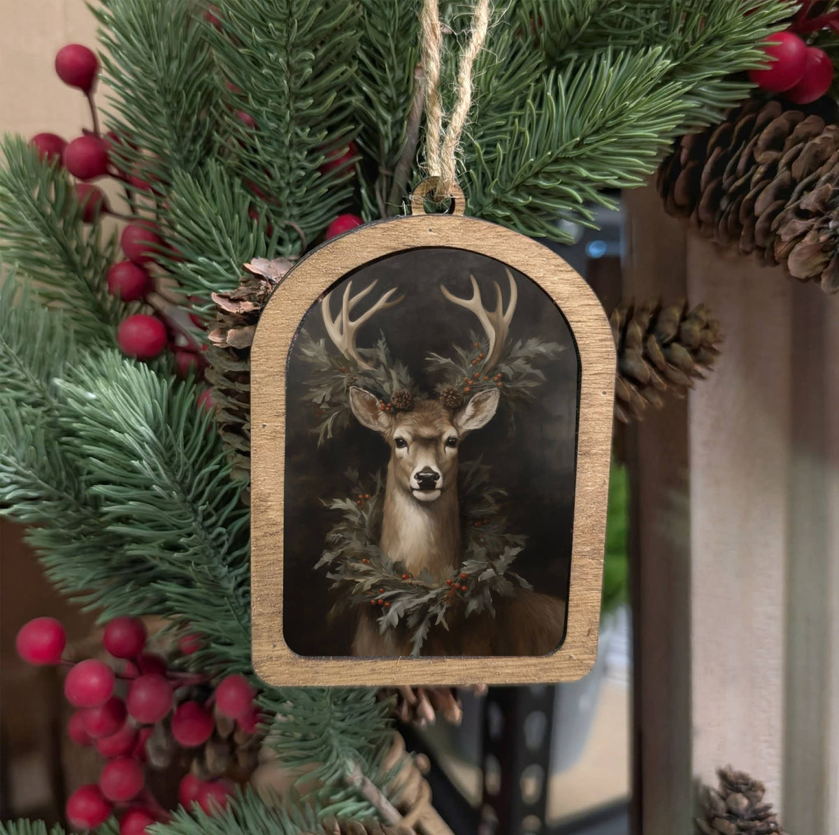 Canvas Arch Ornament Wreath Deer
