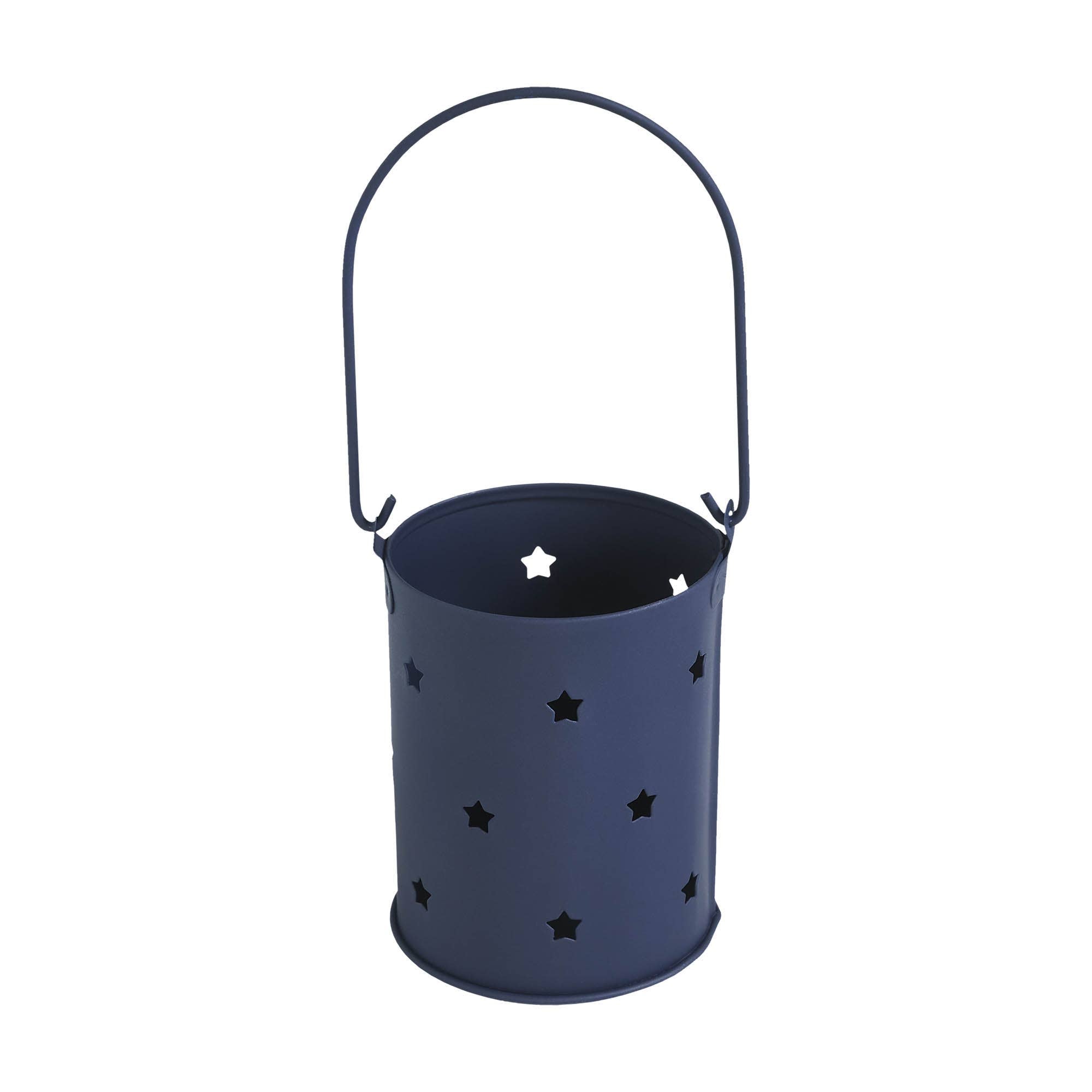 Starry Night Navy Metal Candle Holder 3.75x3x3