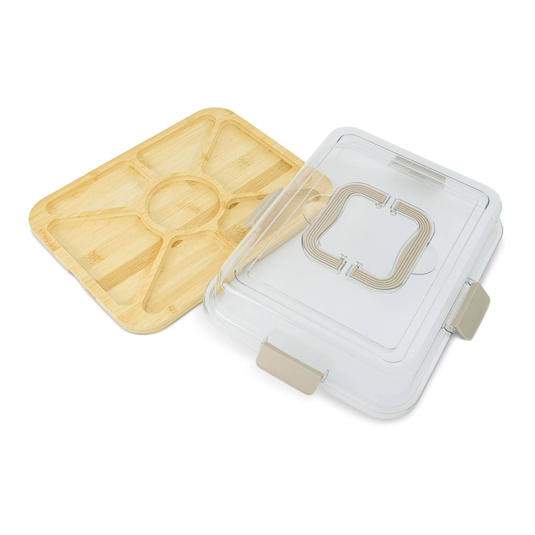 7 Section Rectangle Wood Charcuterie Storage - Taupe Latte