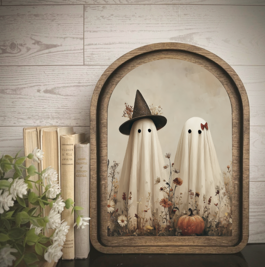 Ghost Couple Moody Halloween | Wood & Canvas