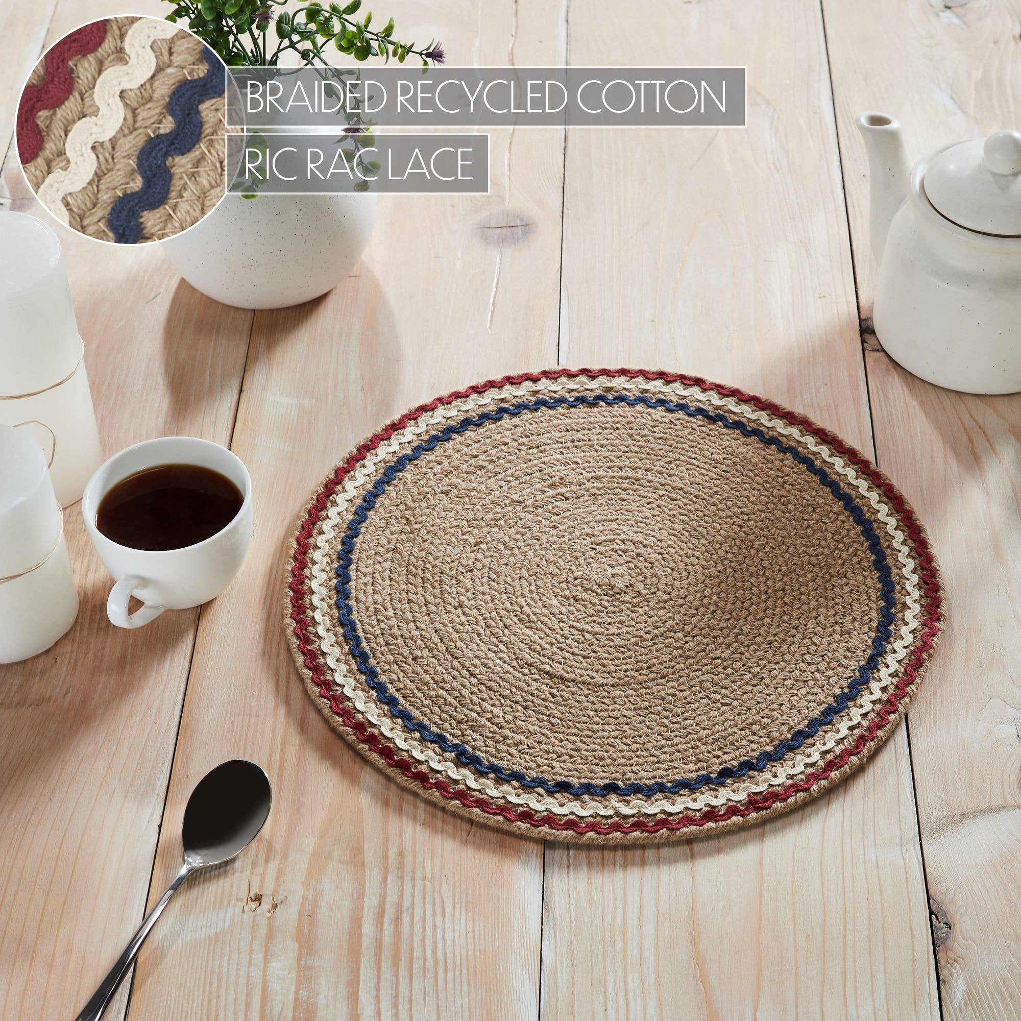 Red White Blue Ric Rac Placemat 14 Inch Diameter