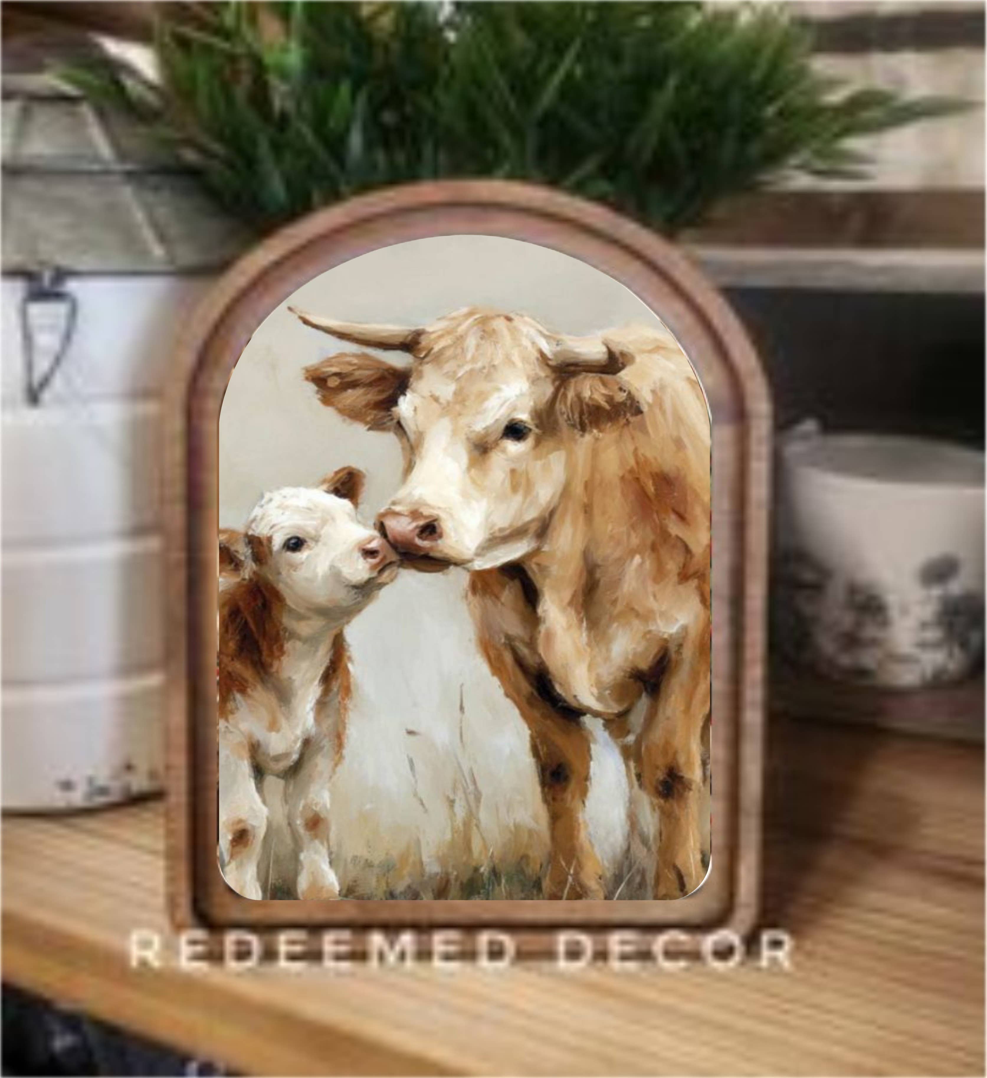 Arch Top Cow Calf Framed Art – Jennie's Homeshed
