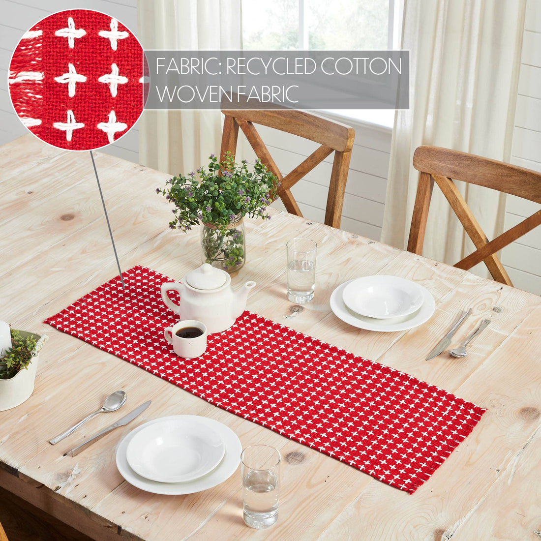 Red Woven Table Runner with Fringe 12x36 β Gallen