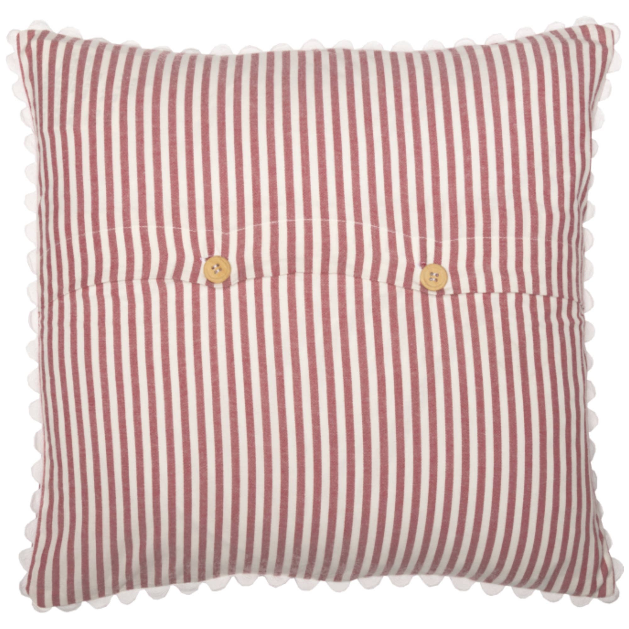 Farmhouse Ticking Red Pillow Cover 18Lx18W