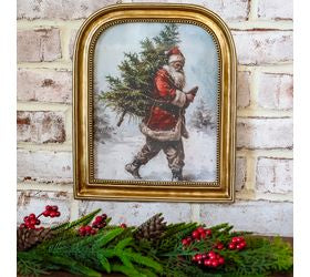 Antique Gold Santa Tree Frame