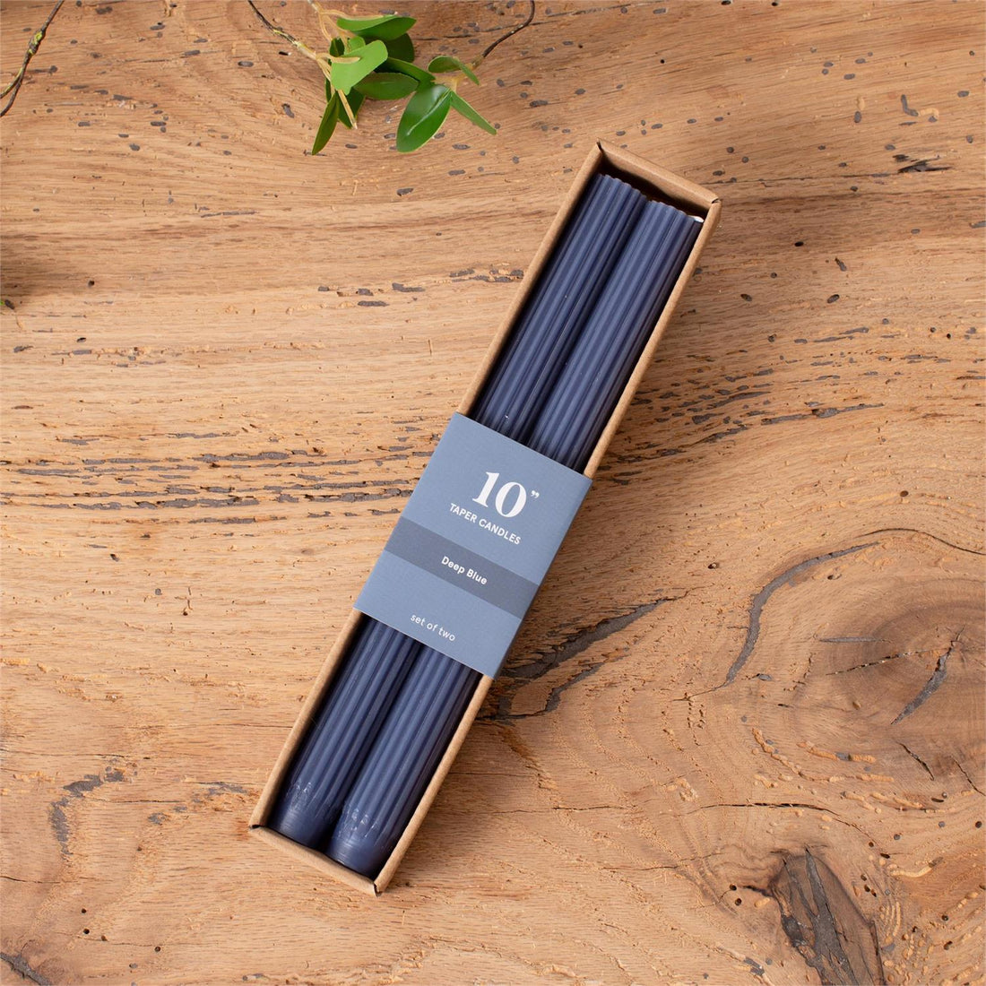 Deep Blue Ribbed Taper Candle