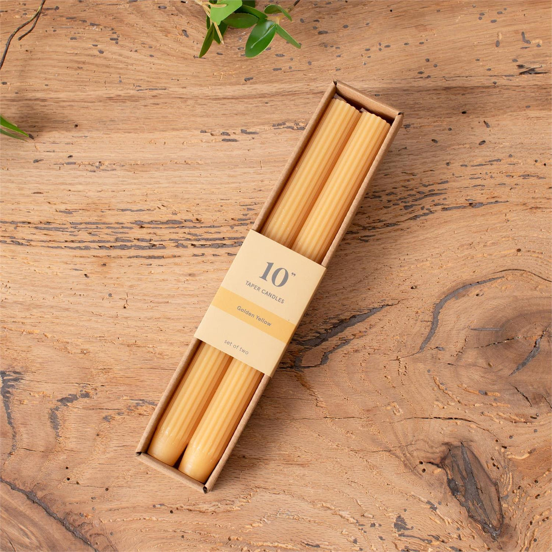 Golden Yellow Ribbed Taper Candle