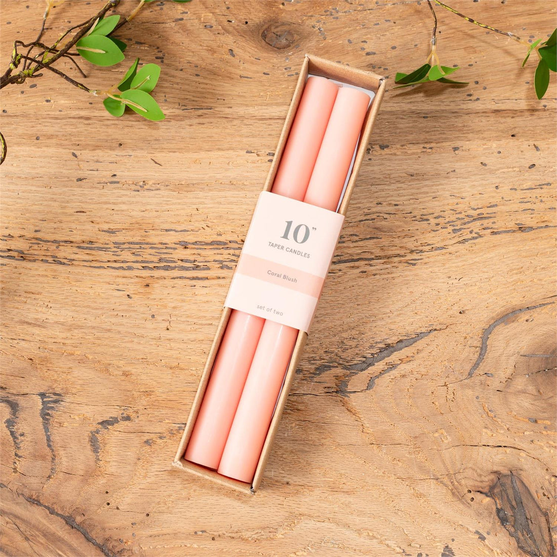 Coral Blush Taper Candle