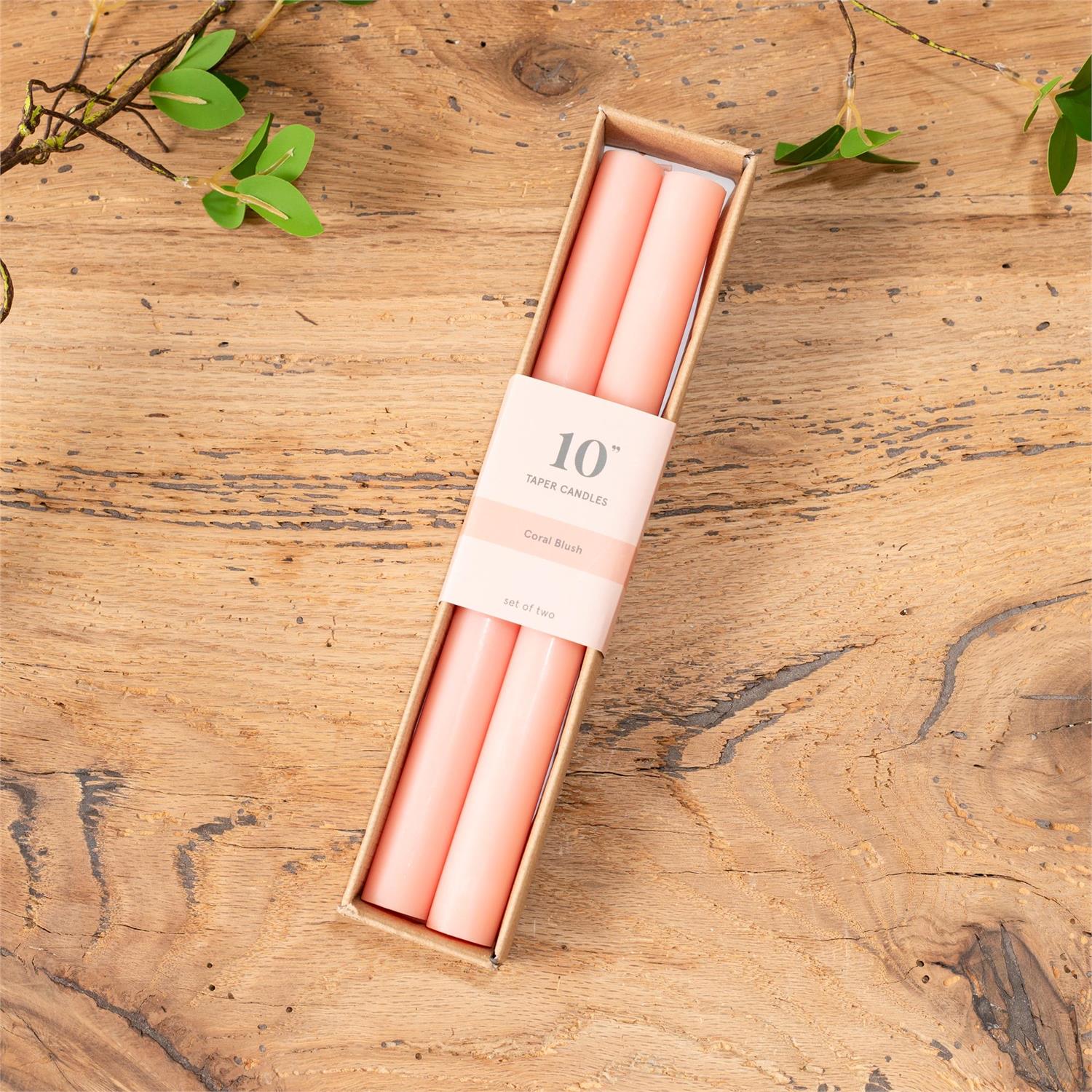 Coral Blush Taper Candle