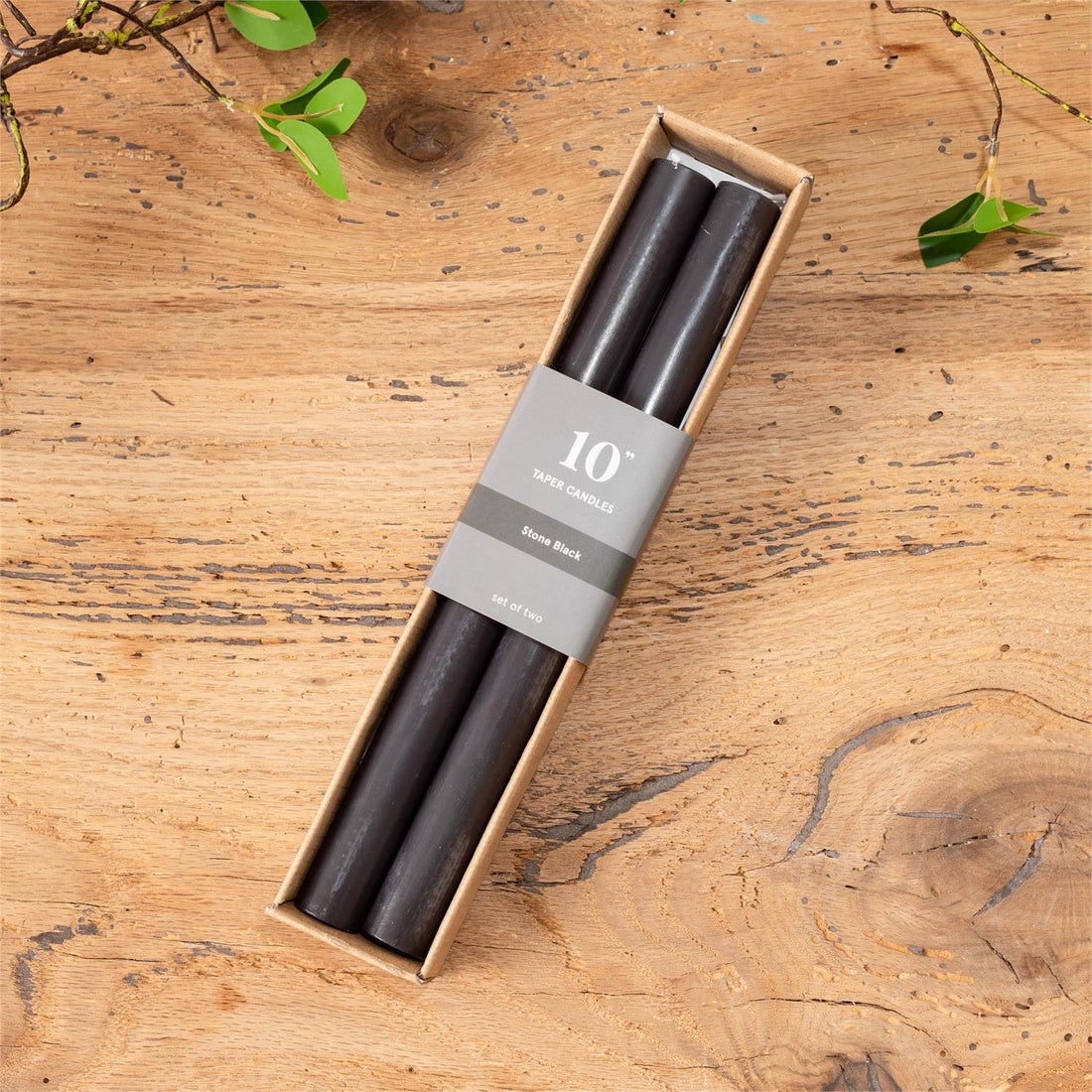 Stone Black Taper Candle