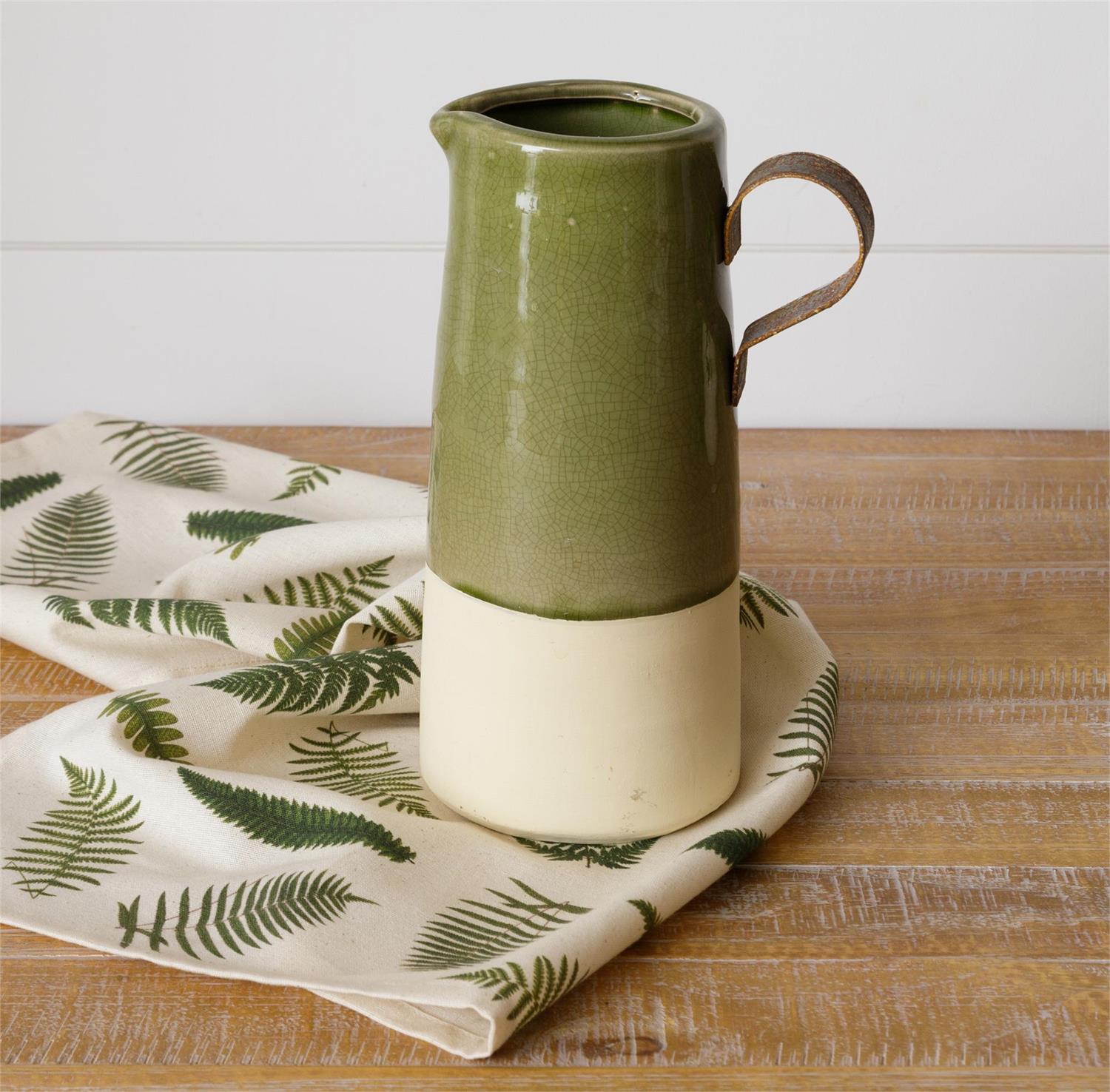 Green Crackle Pitcher