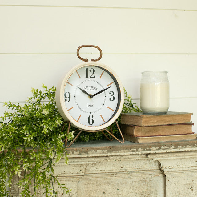 Gold & White Table Clock