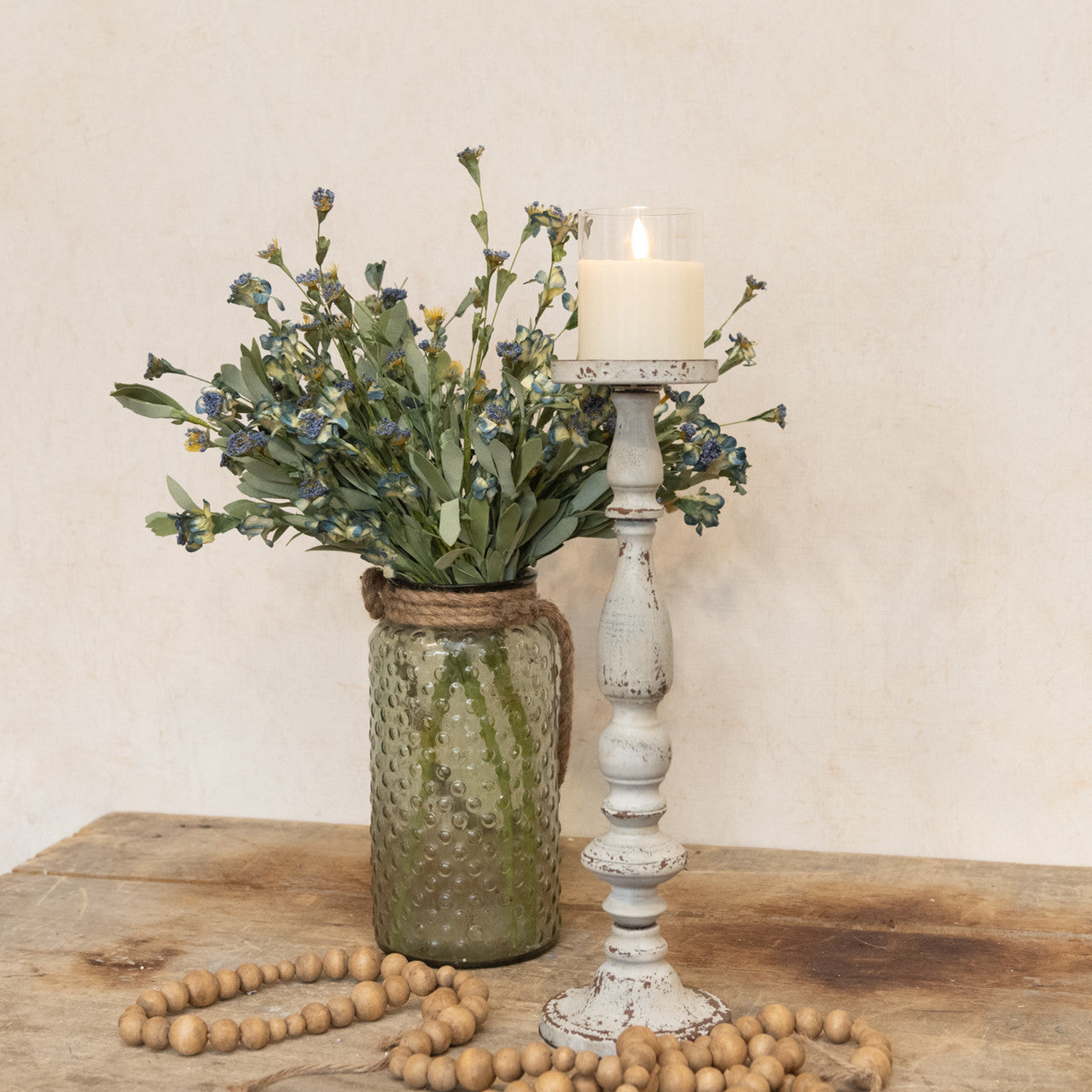 Aged Pillar Candle Stand