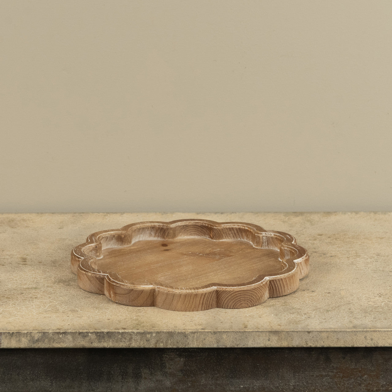 Scalloped Flat Wood Tray