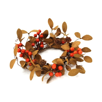 Orange Berry/ Leaf Candle Ring