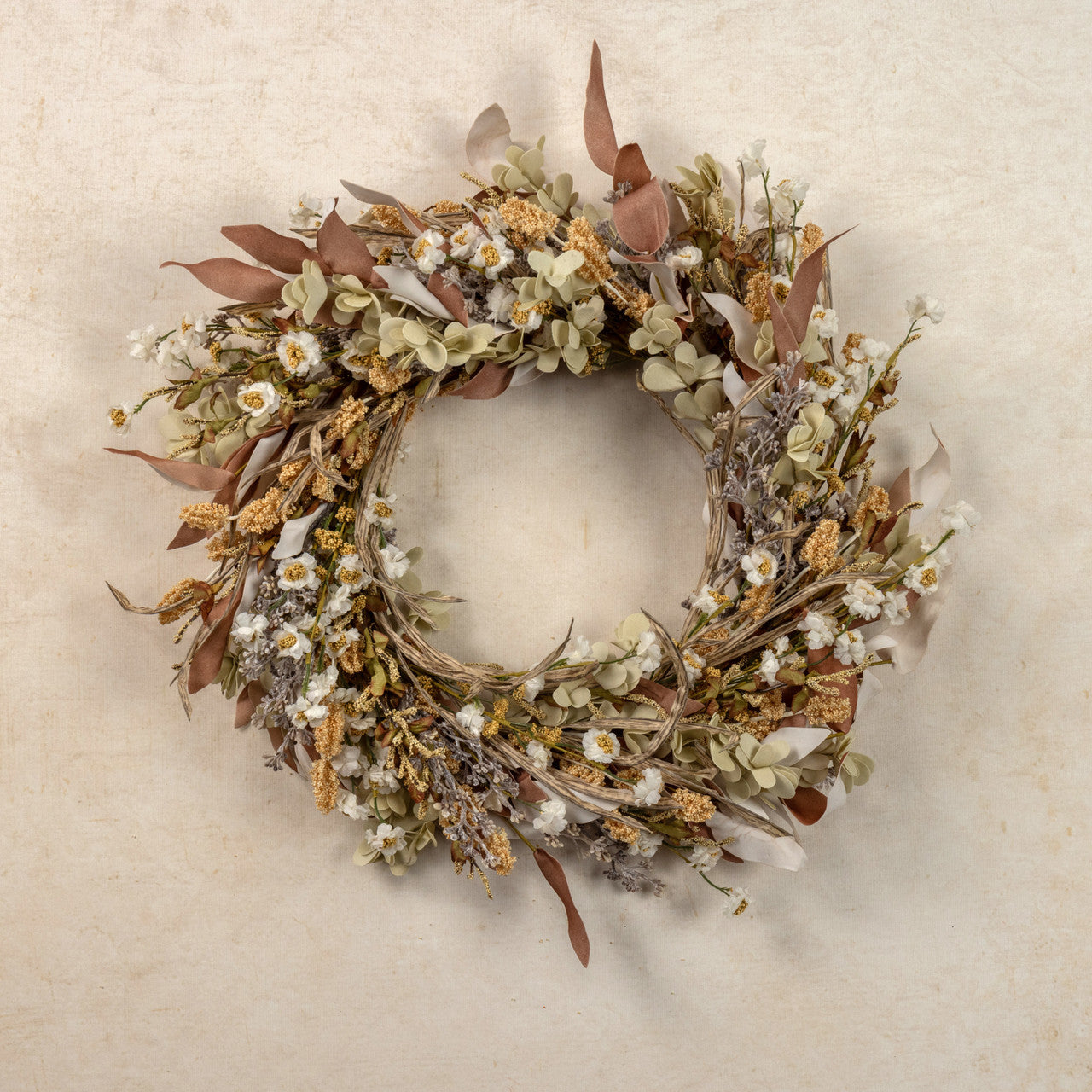 White Mini Daisy & Heather Wreath