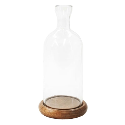 Glass Vase Wood Base
