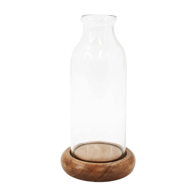 Glass Vase Wood Base