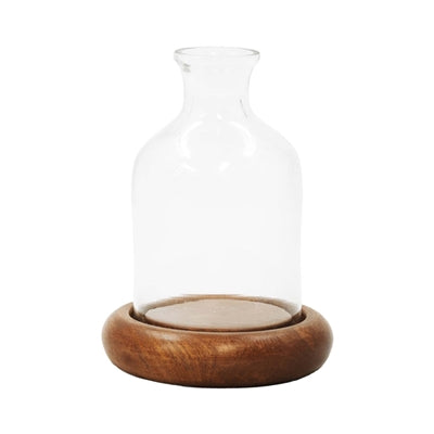 Glass Vase Wood Base