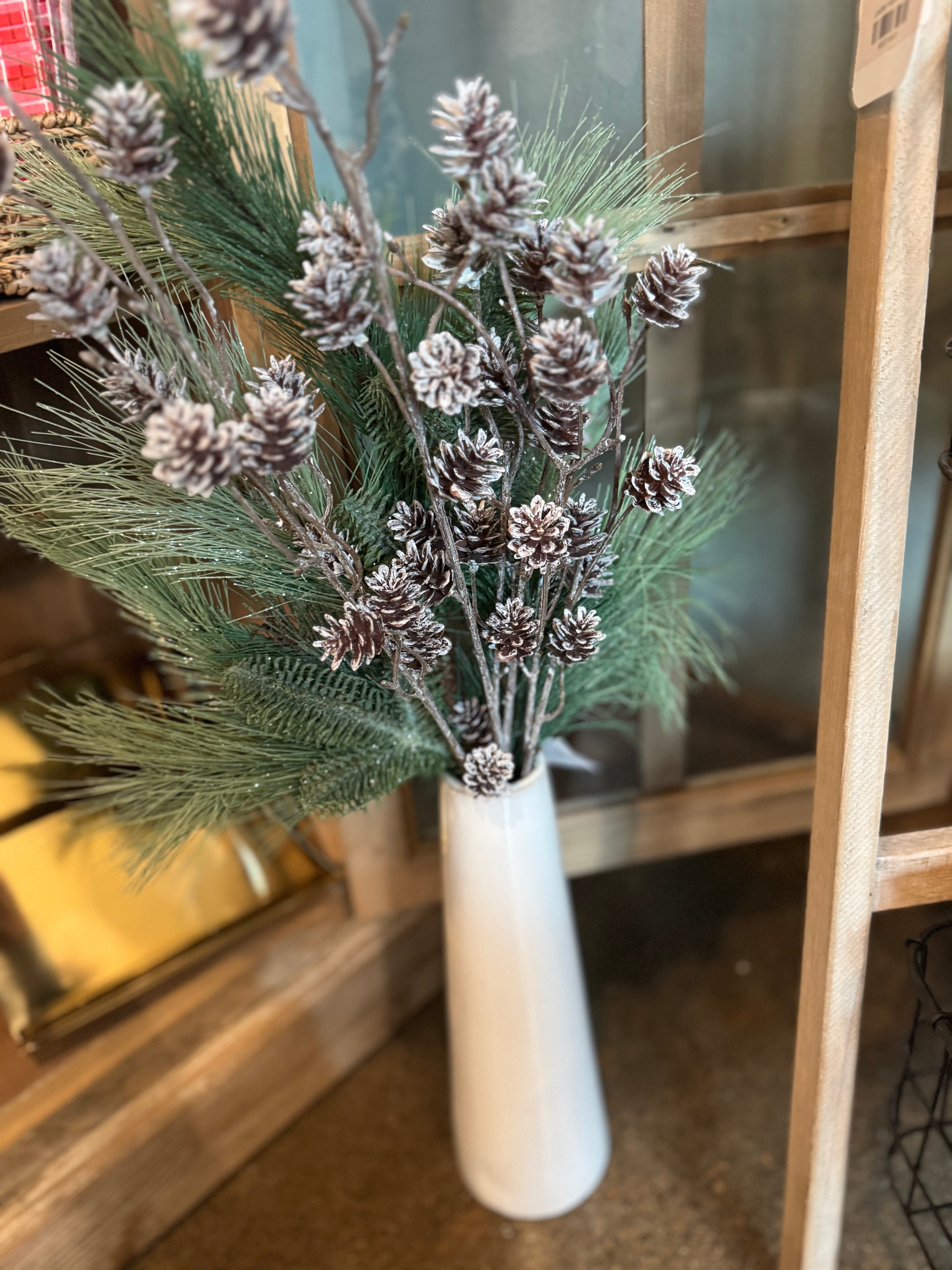 White Washed Pinecone Bush