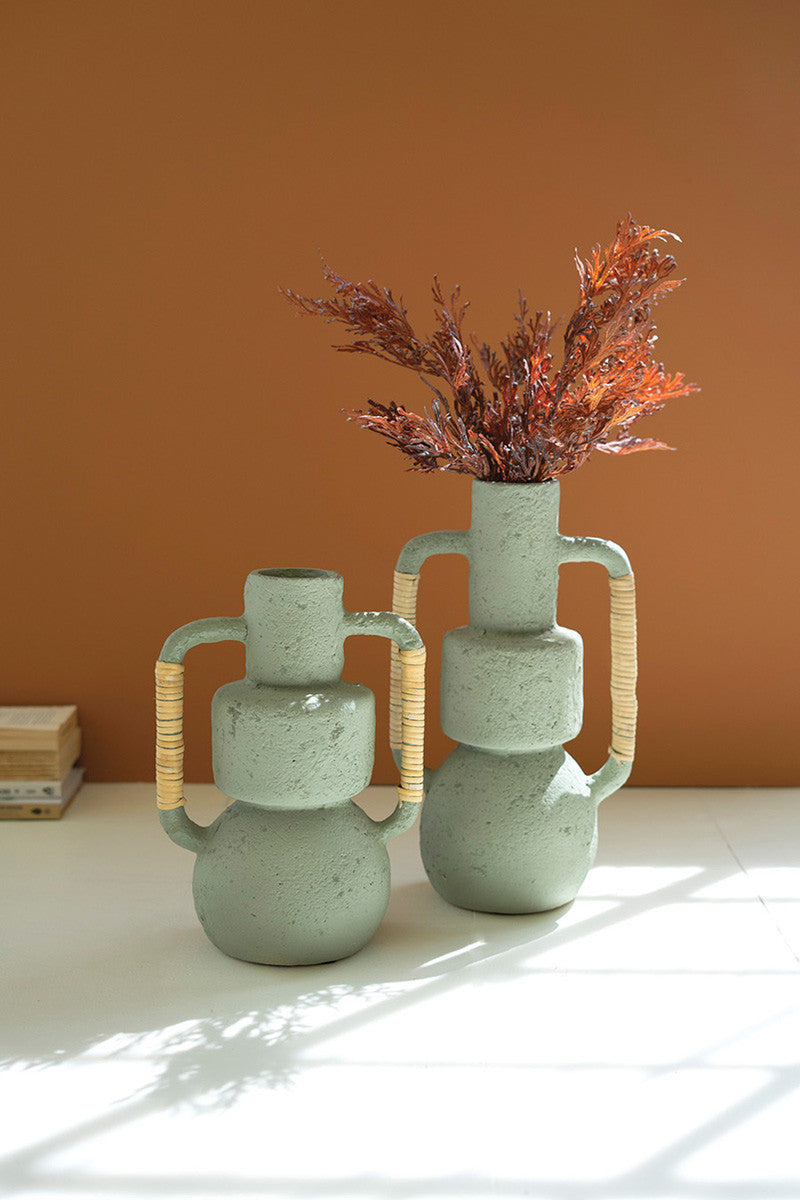 Mint Vase Cane Wrapped Handles