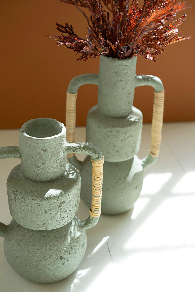 Mint Vase Cane Wrapped Handles
