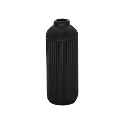 Black Ribbed Vase