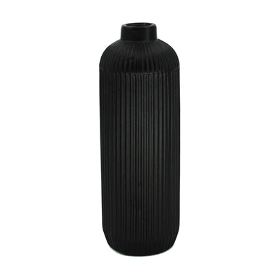 Black Ribbed Vase