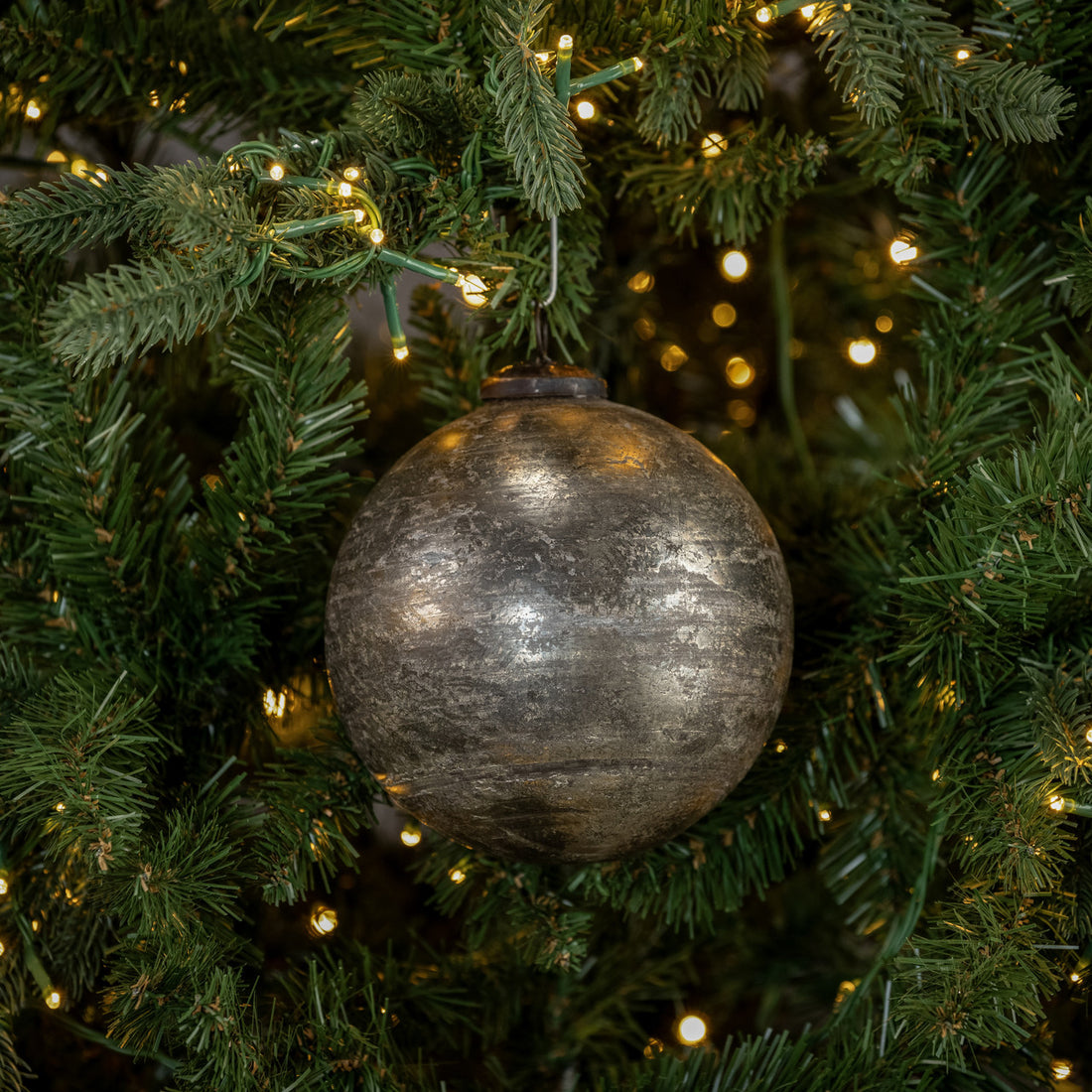 Silver Crackle Kugel Ornament