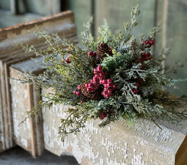 11" Divinity Berry Cedar Half Sphere