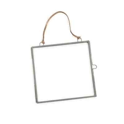 Glass Metal Frame Brown Suede
