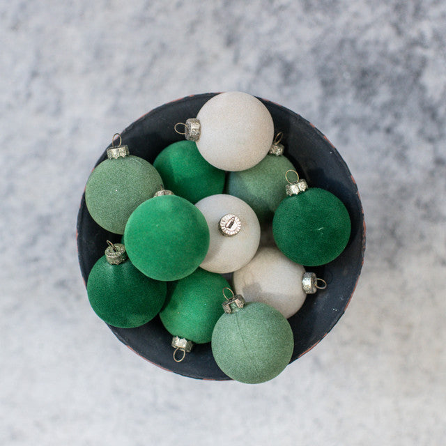 Flocked Balls - Set of 12