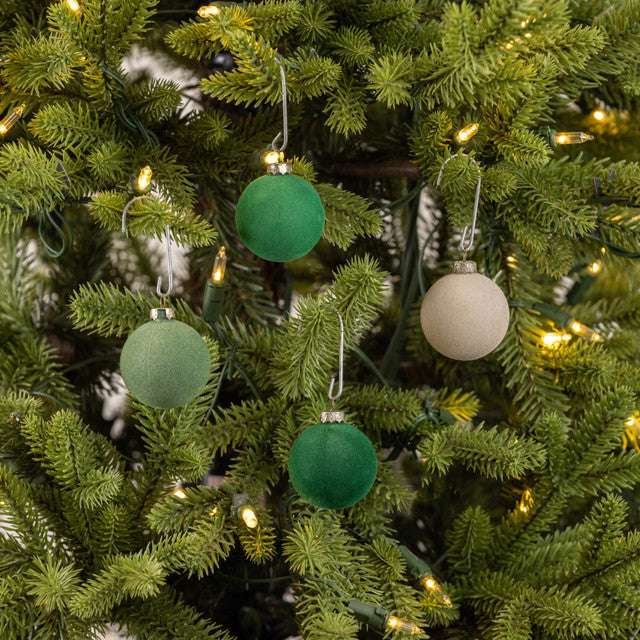 Flocked Balls - Set of 12